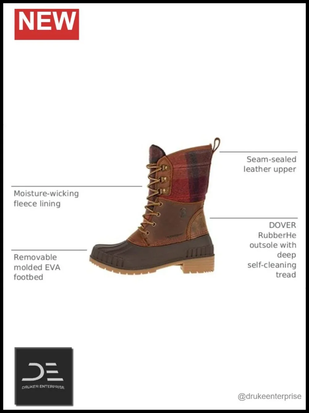 Seam-Sealed Waterproof Insulated Snow Boots Eco-Friendly Thermal Fleece Lining